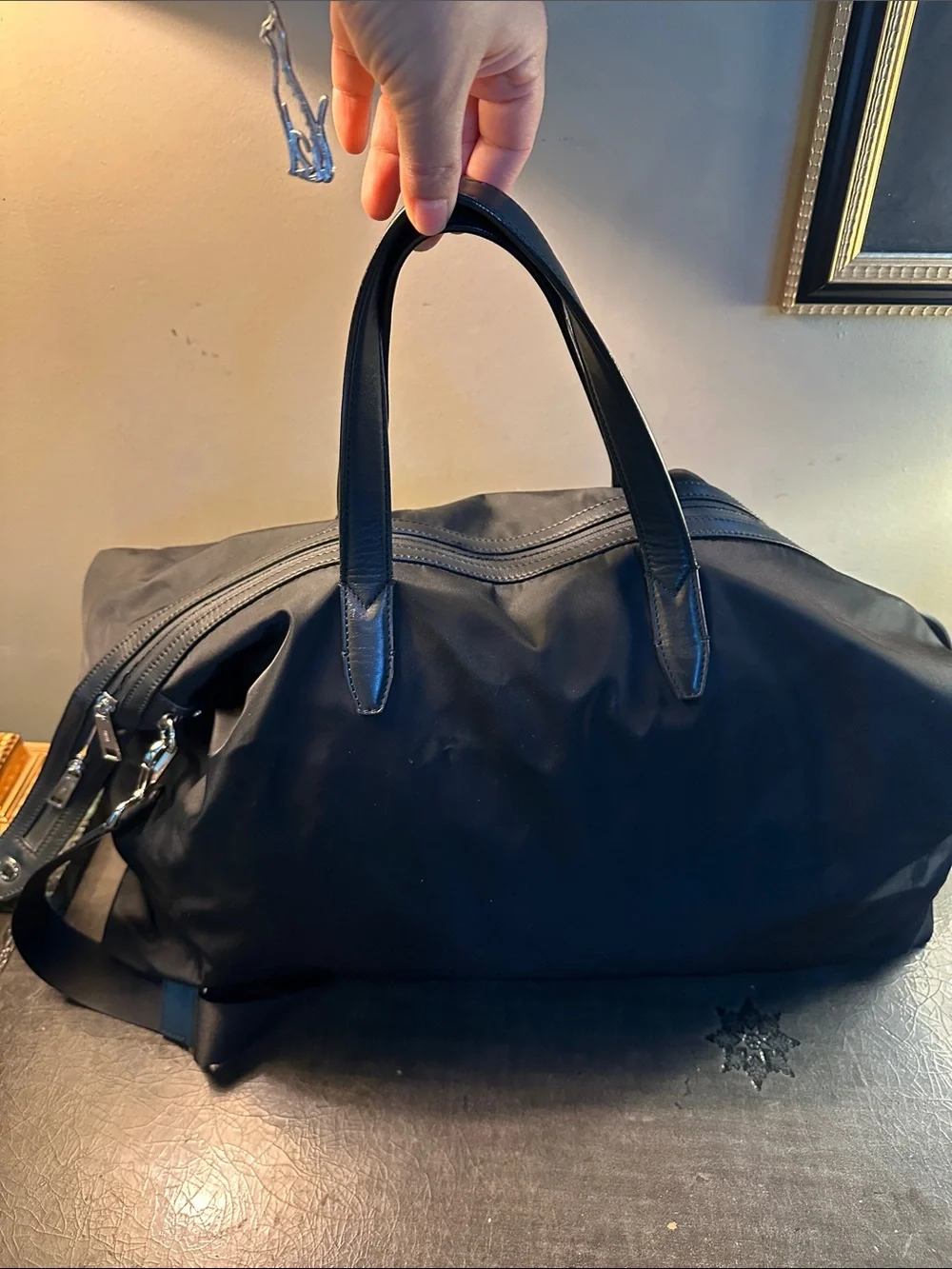 Fendi Black Duffel Bag with Yellow and Red Logo Straps